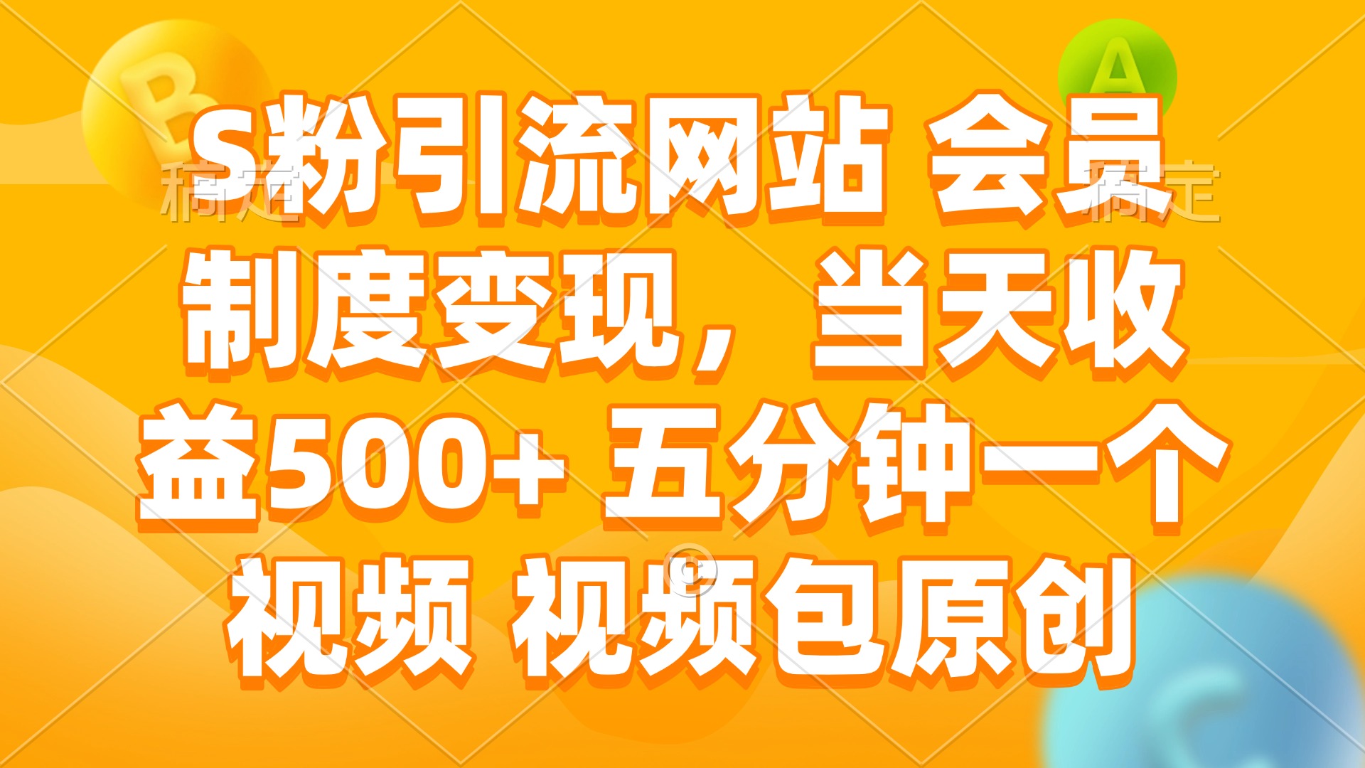 （14129期）S粉引流网站 会员制度变现，当天收益500+ 五分钟一个视频 视频包原创-辉睿创业运营学习资源网