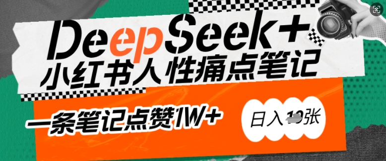 AI赋能小红书爆款秘籍：用DeepSeek轻松抓人性痛点，小白也能写出点赞破万的吸金笔记，日入多张-辉睿创业运营学习资源网