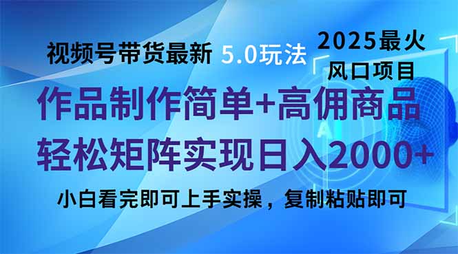 （14191期）视频号带货最新5.0玩法，作品制作简单，当天起号，复制粘贴，轻松矩阵…-辉睿创业运营学习资源网