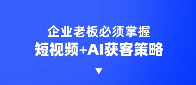 企业短视频AI获客霸屏流量课，6步短视频+AI突围法，3大霸屏抢客策略-辉睿创业运营学习资源网
