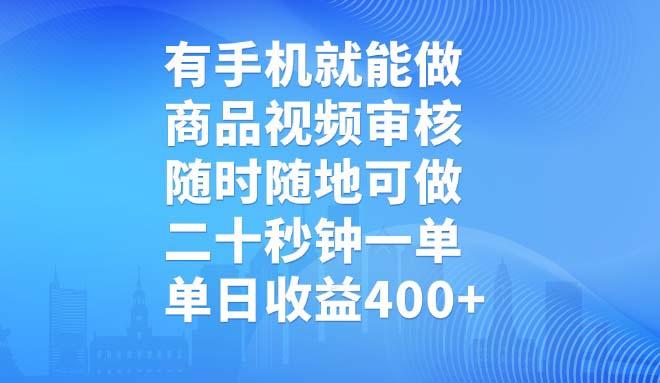 （14446期）有手机就能做，商品视频审核，随时随地可做，二十秒钟一单，单日收益400+-辉睿创业运营学习资源网