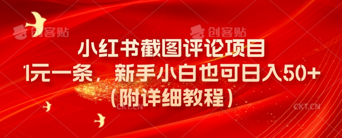 小红书截图评论项目，1元一条，新手小白也可日入50+(附详细教程)-辉睿创业运营学习资源网
